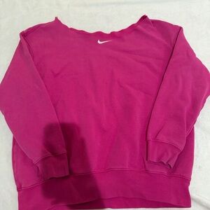 Nike Pink Crewneck Off the Shoulder Sweatshirt